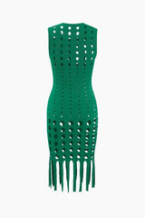 Cut Out Fringe Hem Sleeveless Mini Dress - HouseofHalley