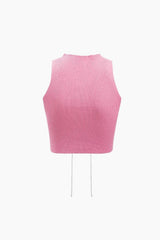 Cut Out Rhinestone Tie Tank Top - HouseofHalley