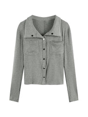 Metal Button Polo Neck Knit - HouseofHalley