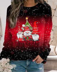 Christmas pattern gradient sweatshirt