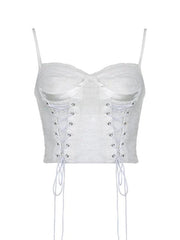 Lace Splice Crossover Tie Up Cami Top - HouseofHalley