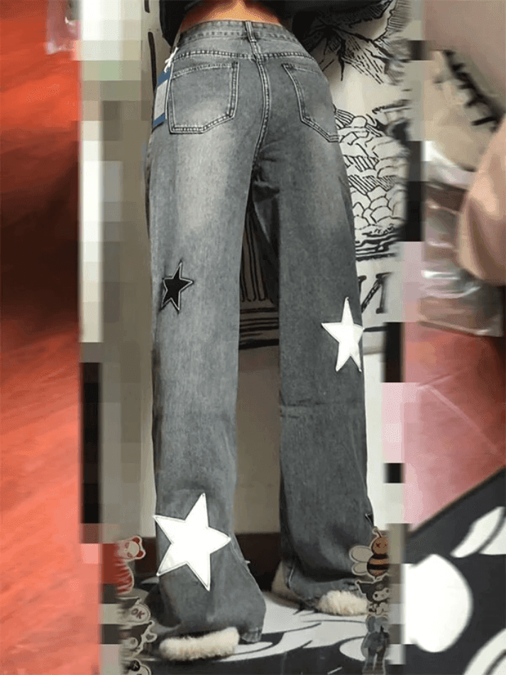 Dark Wash Star Patch Boyfriend Jeans - HouseofHalley