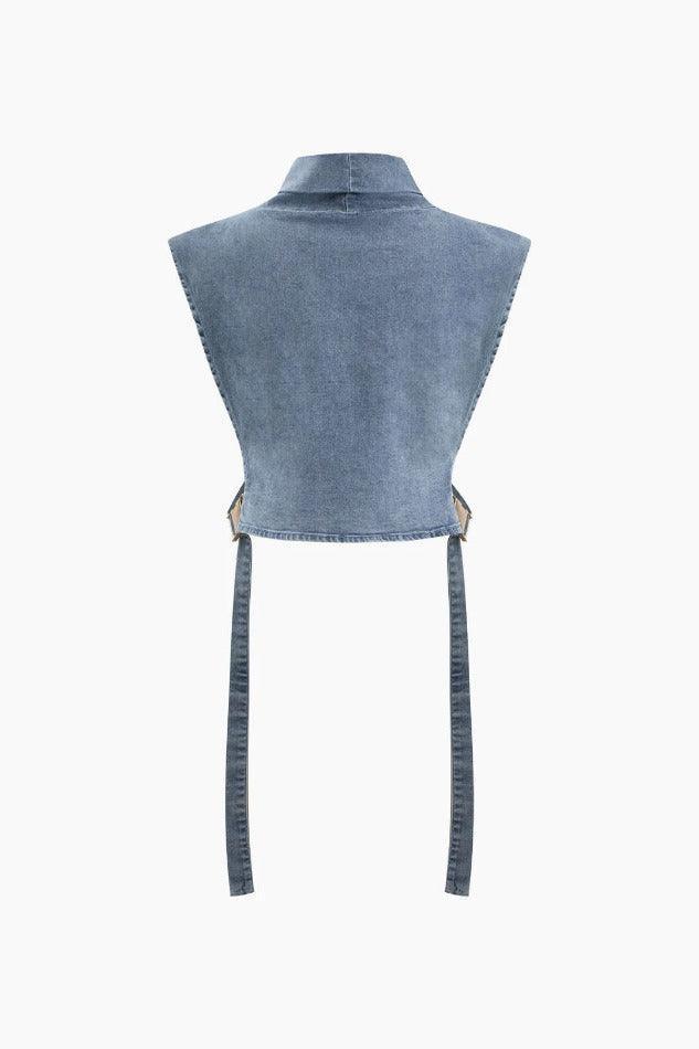 Denim Buckle Sleeveless Top - HouseofHalley