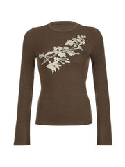 Vintage Flower Print Trumpet Sleeve Long Sleeve Tee - HouseofHalley