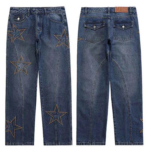 Embroidery Stars Denim Pant