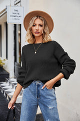 women's round neck loose pullover knit sweater