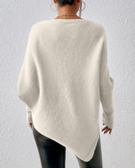 Solid Color Sweater with Irregular Hem