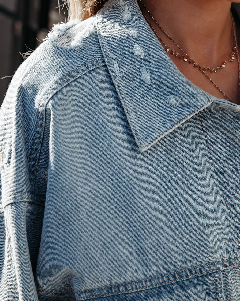 Feliz Distressed Crop Denim Jacket