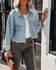 Feliz Distressed Crop Denim Jacket