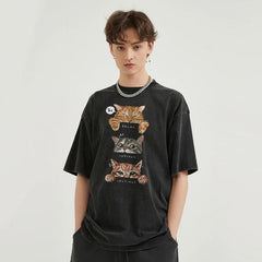 Funny Cartoon Cat Graphic T-Shirt