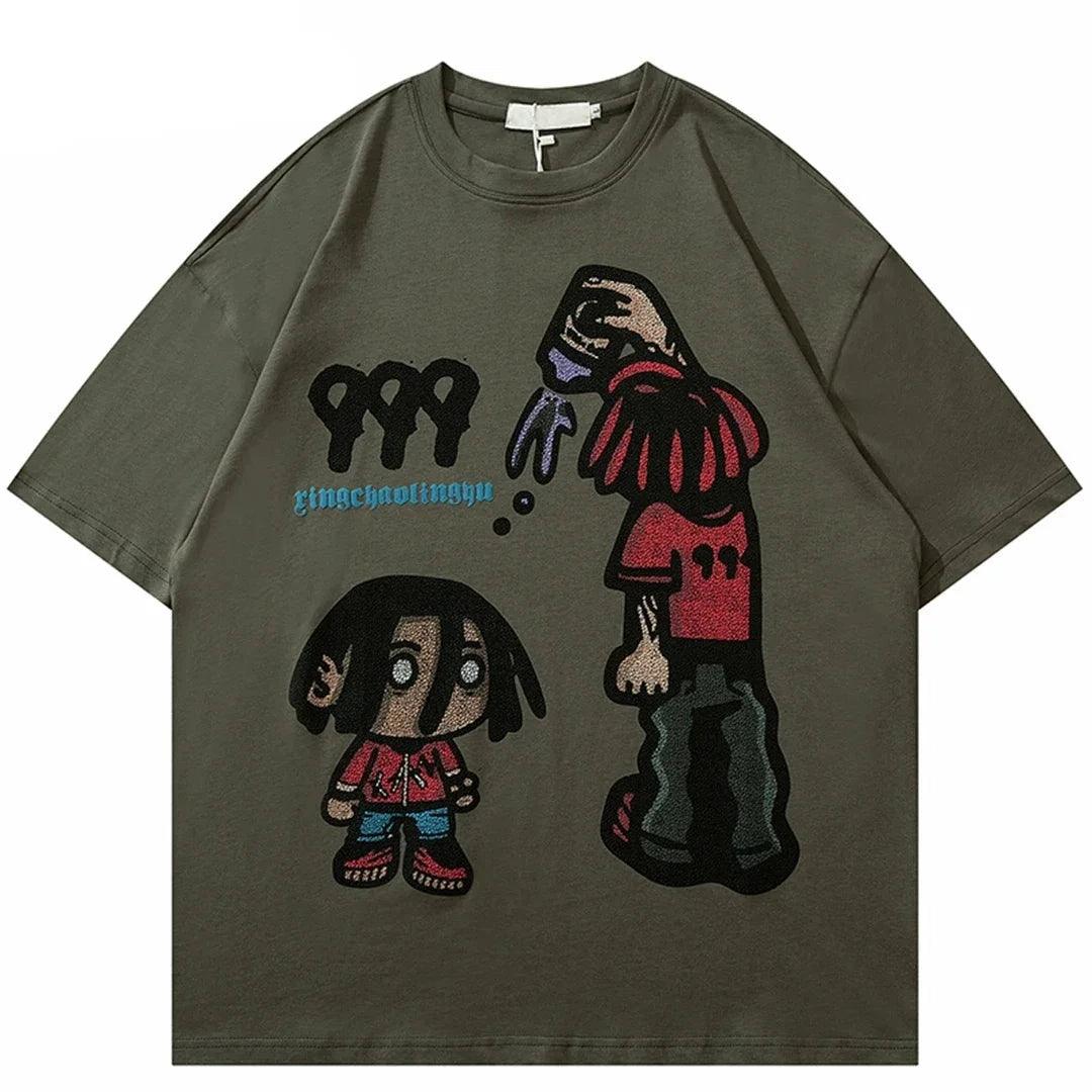 Funny Cartoon Printed Oversized T-Shirt
