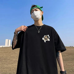 Funny Cat Printed Oversized T-shirt