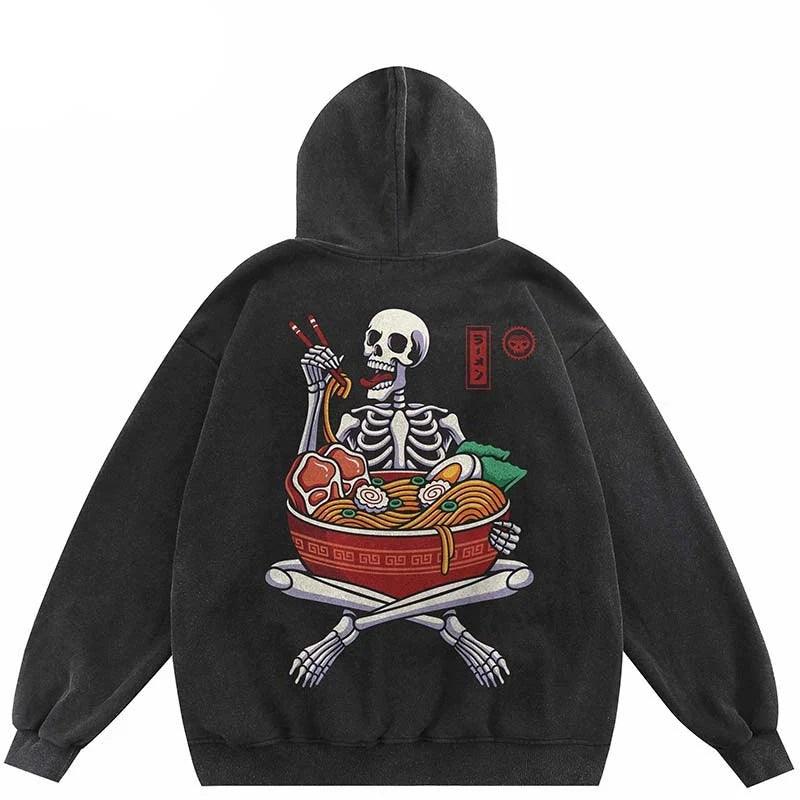Skull Ramen Graphic Oversize Hoodie