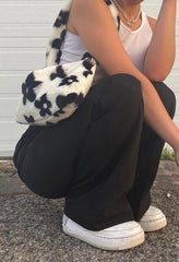 Fuzzy Floral Pattern Baguette Bag - HouseofHalley