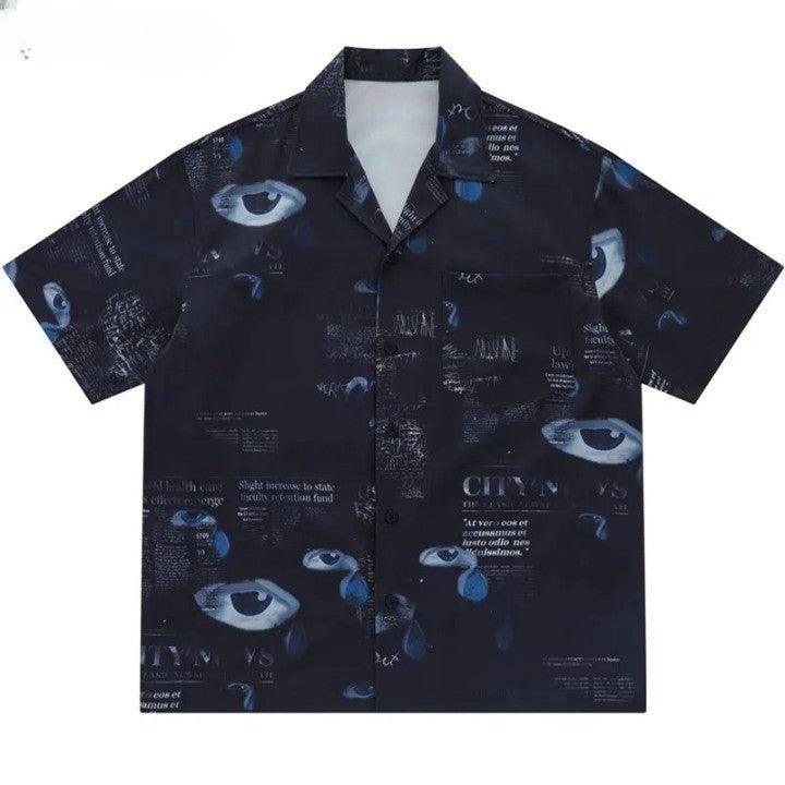 Gothic Graffiti Eye Print Shirt