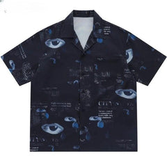 Gothic Graffiti Eye Print Shirt