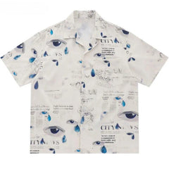 Gothic Graffiti Eye Print Shirt