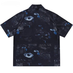 Gothic Graffiti Eye Print Shirt
