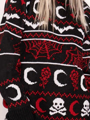 Gothic Moon Skull Pattern Sweater