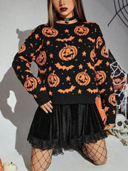 Gothic Pumpkin Bat Knitted Sweater
