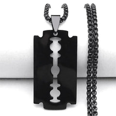 Gothic Razor blade pendant - black