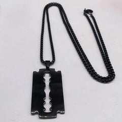 Gothic Razor blade pendant - black