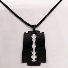 Gothic Razor blade pendant - black