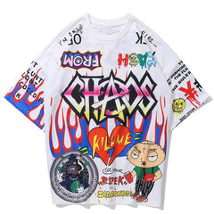 Graffiti Cartoon Printed T-Shirt