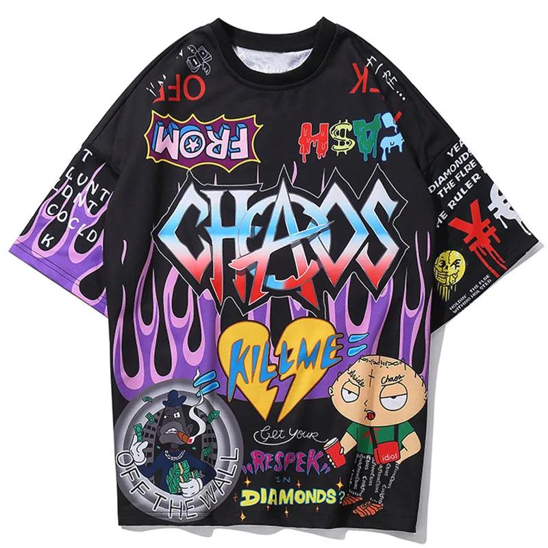 Graffiti Cartoon Printed T-Shirt