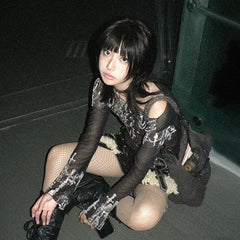 Grunge Aesthetics Mesh Tops