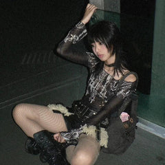 Grunge Aesthetics Mesh Tops