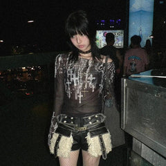 Grunge Aesthetics Mesh Tops