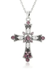 Grunge Rhinestone Cross Pendant Necklace - HouseofHalley