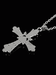 Grunge Rhinestone Cross Pendant Necklace