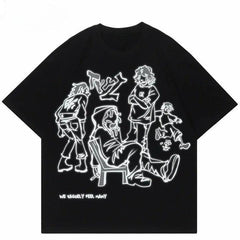 Harajuku Cartoon Graphic Oversized T-Shirt