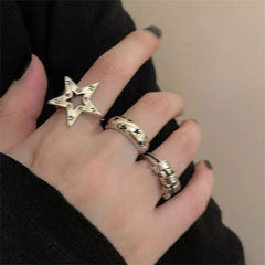 Harajuku Y2K Black Star Rings