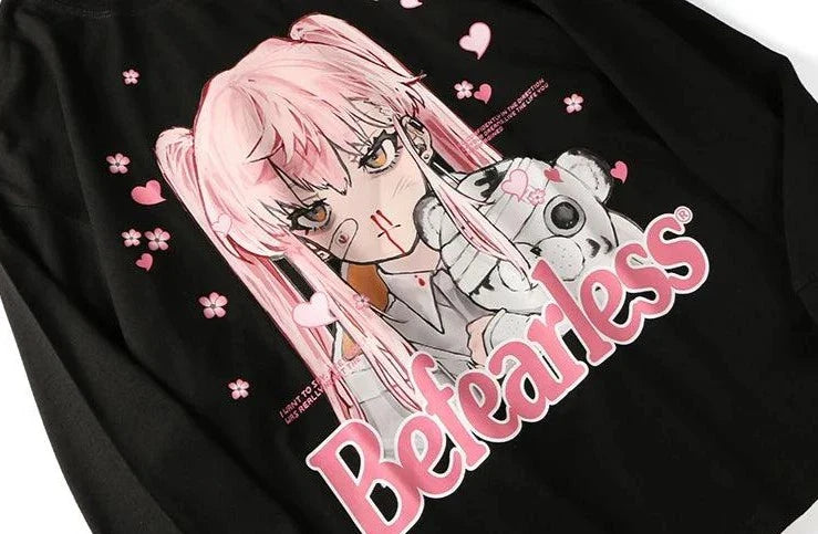 Anime Girl Letter Print Casual T-Shirt