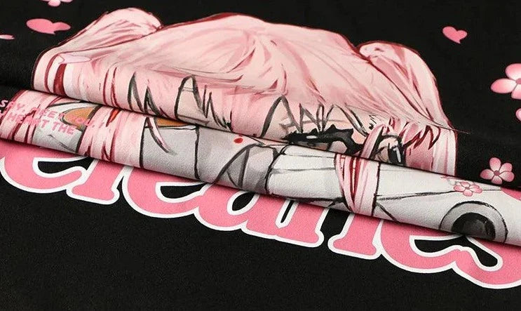 Anime Girl Letter Print Casual T-Shirt