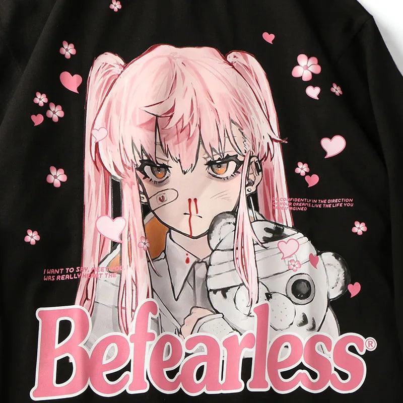 Anime Girl Letter Print Casual T-Shirt