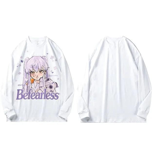 Anime Girl Letter Print Casual T-Shirt