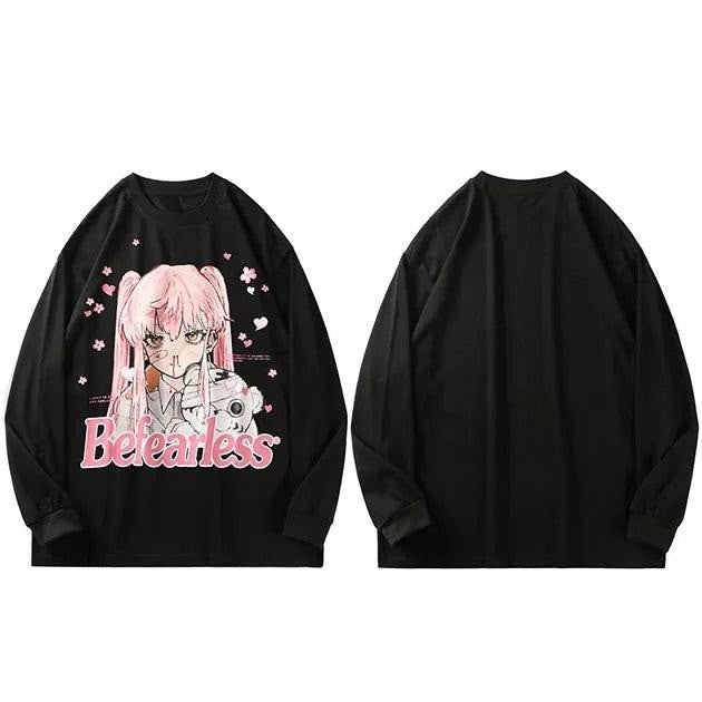 Anime Girl Letter Print Casual T-Shirt