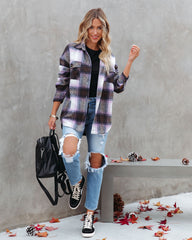 Hometown Pocketed Plaid Shacket - Lavender