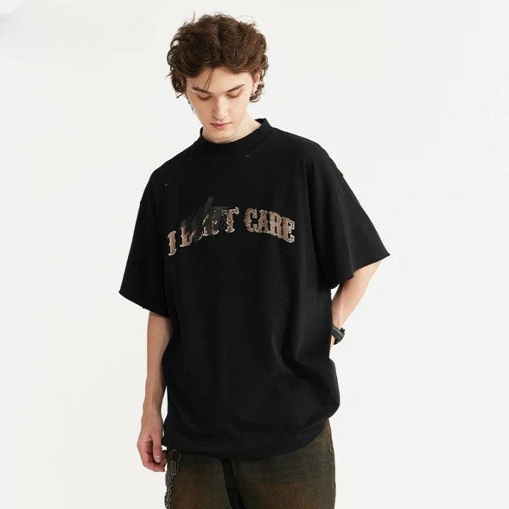 I DON'T CARE Ripped Oversized T-Shirt