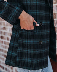 Ike Pocketed Plaid Blazer - Teal