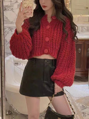 women's long sleeve sweater buttoned cardigan jacket