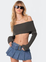 Crop Sweater Comfortable and sexy Crop top Sweater Top woolen chest-wrapped long-sleeved sweater