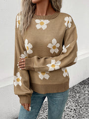 New Fashion Women's Long Sleeve Jacquard Sweater