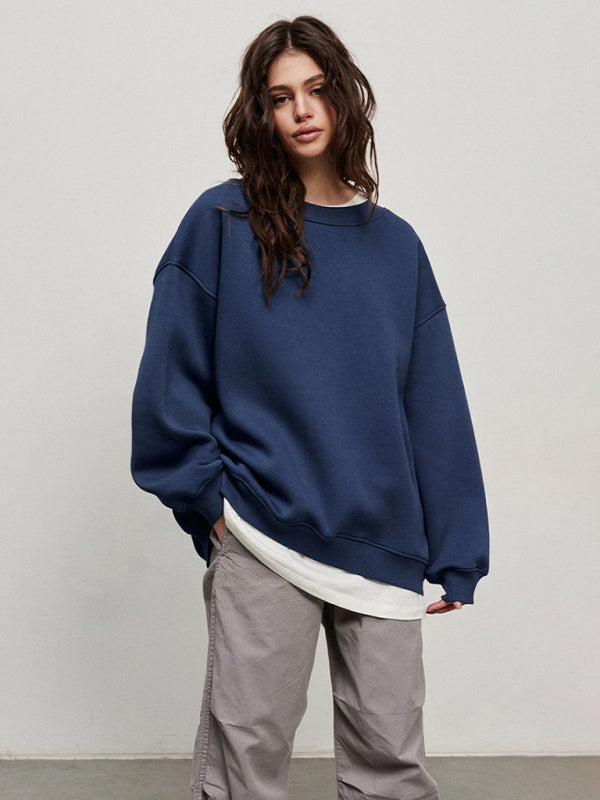 Feminine Round neck polar fleece casual fashiononable loose sweatshirt