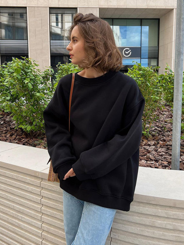 Feminine Round neck polar fleece casual fashiononable loose sweatshirt