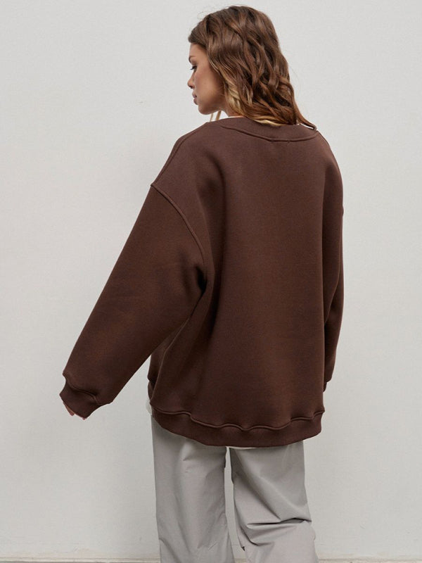 Feminine Round neck polar fleece casual fashiononable loose sweatshirt